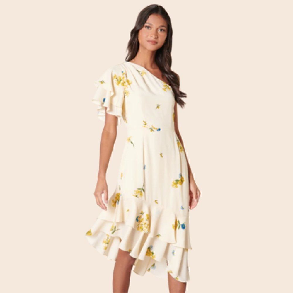 Sugarlips Melba Floral One Shoulder Asymmetrical Dress Size Small